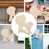 Healifty Mother's Day Wood Chips Unfinished Wood Cutout Women Face Wood Shape Wood Plywood Circles Unfinished Mother Gifts Circle Stencil Wood Tags Healifty