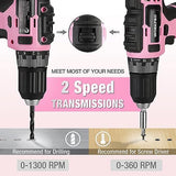 WORKPRO 20V Pink Cordless Drill Driver and Home Tool Set, 141PCS Hand Tool Kit for DIY, Home Maintenance, 2.0 Ah Li-ion Battery, 1 Hour Fast Charger, WORKPRO
