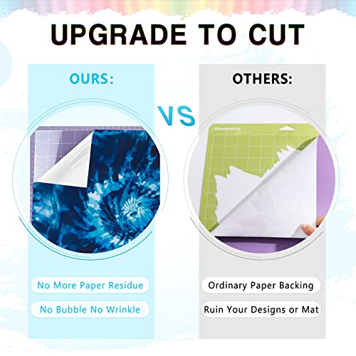 Tintnut Tie Dye Permanent Vinyl - 12 Sheets 12"x10", Seamless Colorful Adhesive Vinyl, Swirl Pattern Self Sticker Waterproof Vinyl Compatible with Tintnut