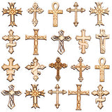 Hendevl Wooden Crosses Bulk,20pcs Mixed Natural Wood Crosses Charms for Crafting Jewelry Making Hendevl