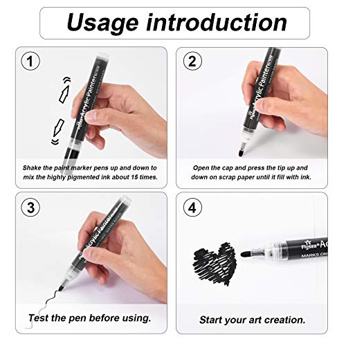 12 Pieces Acrylic Paint Pens Black and White Marker Pen 0.7 mm Extra Fine, 3 mm Medium Tip, Waterproof Art Markers for Rock Painting Ceramic Glass - WoodArtSupply