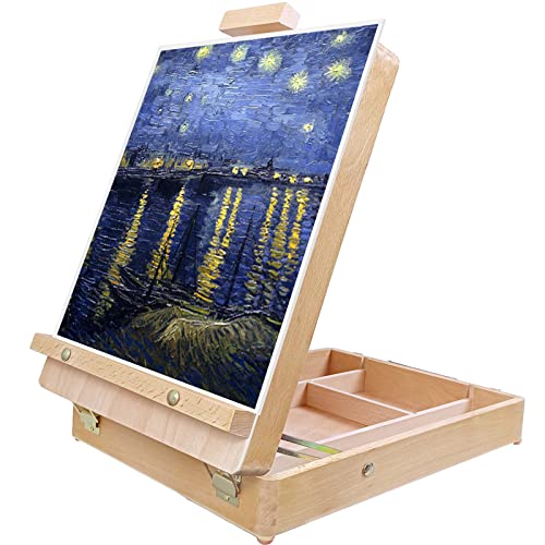 Louise Maelys Tabletop Easel Beechwood Art Easel for Painting Canvases Table Easel Stand for Painters Painting by Numbers, Students Beginners Artist Louise Maelys