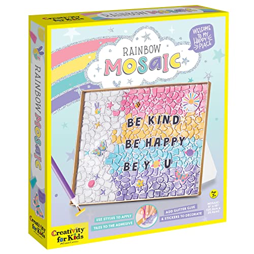 Creativity for Kids Rainbow Mosaic Craft Kit: Valentine Craft Kit for Kids, Gifts for Girls and Boys Ages 7-10+, Diamond Painting for Kids