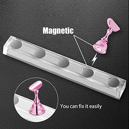 2 Sets Pink Nail Stand for Press on Nails Display, Magnetic Fake Nails Holder for Painting Nails Practices, Beginner Acrylic Nail Art Kit JUSTOTRY