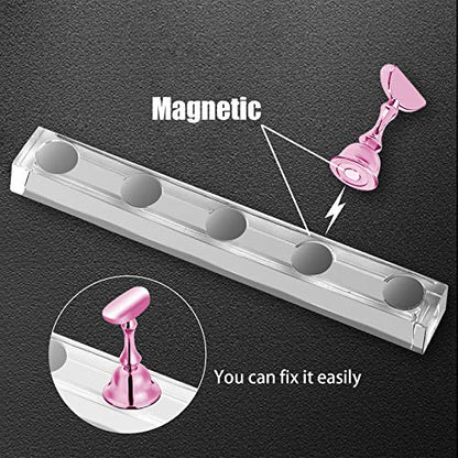 2 Sets Pink Nail Stand for Press on Nails Display, Magnetic Fake Nails Holder for Painting Nails Practices, Beginner Acrylic Nail Art Kit - WoodArtSupply