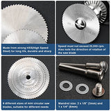 Drill Saw Blades for Dremel Rotary Tool 6Pcs HSS Saw Disc Wheel Cutting Blades with 2Pcs 1/8" Round Shank,1Pcs 1/4" Round Shank for Wood Plastic FOTYBEI