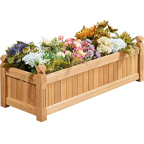 Yaheetech 43.5″ L×16″ W×14″ H Wooden Raised Garden Bed, Horticulture Wood Rectangular Garden Planter Outdoor, Raised Planter Box for Yaheetech