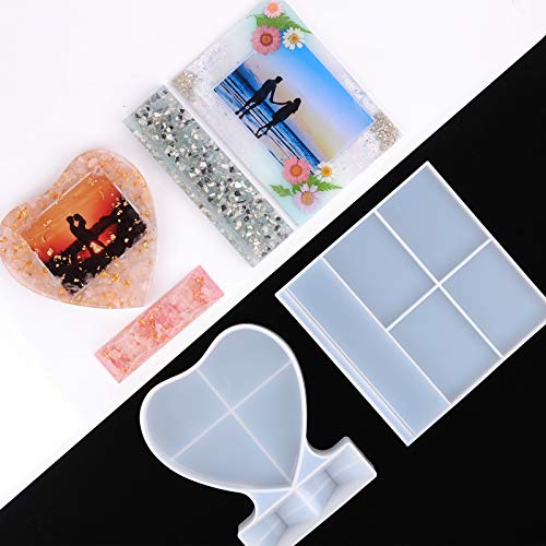 LET'S RESIN Epoxy Molds, Silicone, Large Size Picture Frames Silicone Molds Rectangle & Heart Shape Epoxy Resin Molds for DIY Home Table Décor LET'S RESIN
