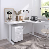 SANODESK 63-Inch Large Dual Motor L-Shaped Electric Height Adjustable Standing Desk - Reversible Panel - White Top/White Frame - Ideal for Gaming, SANODESK