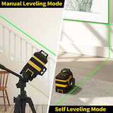 Laser Level, IKOVWUK 3x360° Cross Line for Construction and Picture Hanging, 12 Green Lasers with Self-leveling, 65 ft Vertical & Horizontal Line, IKOVWUK