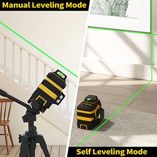 Laser Level, IKOVWUK 3x360° Cross Line for Construction and Picture Hanging, 12 Green Lasers with Self-leveling, 65 ft Vertical & Horizontal Line, - WoodArtSupply