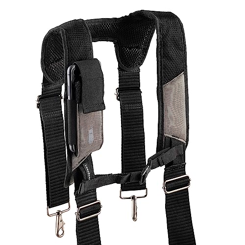 Bucket Boss Mullet Buster 3 Bag Tool Belt with Suspenders in Grey, 55135, Black, full size Bucket Boss
