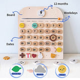 Wooden Calendar,Montessori Calendar for Kids to Learn Seasons, Toddler Preschool Calendar,Preschool Calendar for Kids Learning at Home and Classroom N.thr