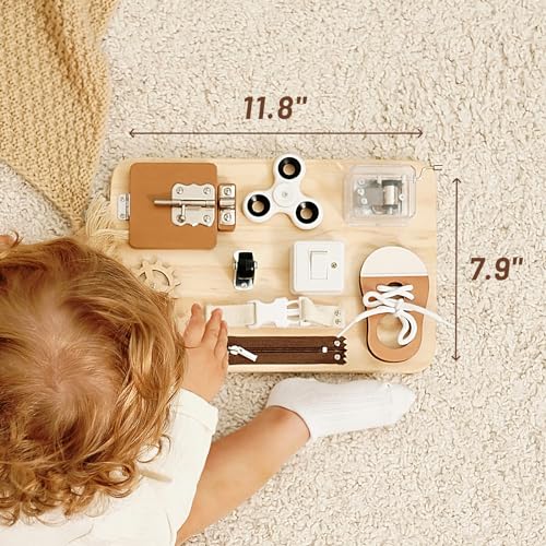 Busy Board for Toddlers - Montessori Toys for 1 2 3 4 Years Old - Wooden Sensory Toys for Autistic Children - Preschool Learning Activities for Fine Potatomato