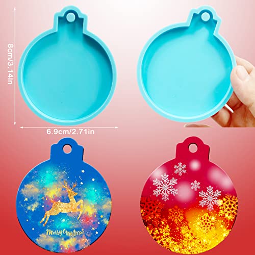 Szecl 5Pcs Round Christmas Ornament Resin Mold 2.71" Jewelry Pendant Epoxy Resin Casting Molds for Christmas Tree Decoration Halloween Circle