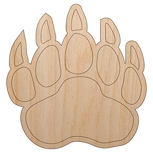 Grizzly Bear Claw Paw Unfinished Wood Shape Piece Cutout for DIY Craft Projects - 1/4 Inch Thick - 6.25 Inch Size - WoodArtSupply