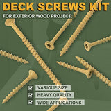 LIONMAX Wood Screws Assortment Kits 4Size 420PCS, Deck Screws 1-1/4", 1-1/2", 2", 2-1/2", Star Drive Screws with Coarse Thread, Tan Coated for LIONMAX
