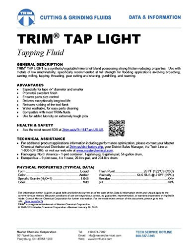 TRIM Cutting & Grinding Fluids TAPLT/1 TAP LIGHT Tapping Fluid, 1 gal Jug - WoodArtSupply