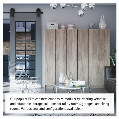 Prepac Elite 32" Drifted Gray Freestanding Storage Cabinet with 3 Adjustable Shelves Prepac