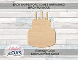 Birthday Cake Wood Cutouts for crafts, Laser Cut Wood Shapes 5mm thick Baltic Birch Wood, Multiple Sizes Available Elliefont Styles