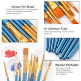 Elisel Paint Brush Set, 10 pcs Nylon Hair Art Paint Brushes for Acrylic Painting for Acrylic Oil Watercolor, Face Nail Art, Miniature Detailing and Elisel