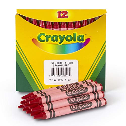 Crayola BIN520836038BN Crayons Bulk Pack, Regular Size, Red, 12 Per Box, 12 Boxes Crayola
