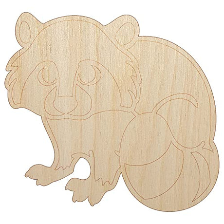 Baby Raccoon Woodland Animal Unfinished Wood Shape Piece Cutout for DIY Craft Projects - 1/4 Inch Thick - 4.70 Inch Size Sniggle Sloth