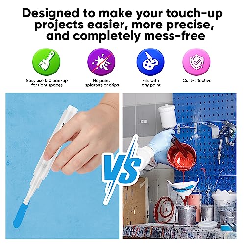 TRUGFONE Touch Up Paint Pen 4 Pack Pens Fillable Paint Touch Up Brush Pen for Walls Refillable Paint Touch Up Pen for Wall Repair Funiture Cabinet TRUGFONE