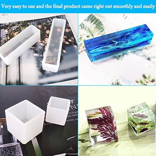 11 Pcs Resin Molds, FineGood Square Silicone Molds for Epoxy Resin Ball Epoxy Resin Molds DIY Cube Box Resin Casting Molds for Jewelry Soap Dried FineGood