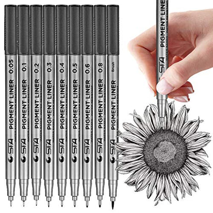 Micro Fineliner Drawing Art Pens: 12 Black Fine Line Waterproof Ink Set  Artist Supplies Archival Inking Markers Liner Professional Sketch Outline  Manga Anime Sketching Watercolor Zentangle Kit Stuff 12 Tip Sizes