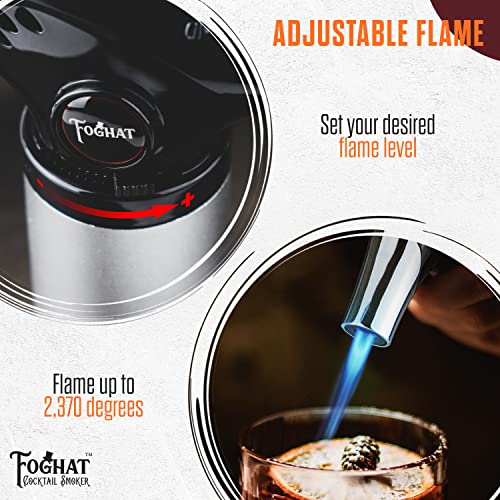 Foghat Cocktail Smoker Torch for Smoked Cocktails and Cooking - Handheld Refillable Culinary Butane Kitchen Blow Torch Lighter Gun, Creme Brulee - WoodArtSupply