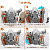 Respirator Mask,Half Facepiece Gas Mask with Safety Glasses Reusable Professional Breathing Protection Against Dust,Chemicals,Pesticide and Organic BAOMAO