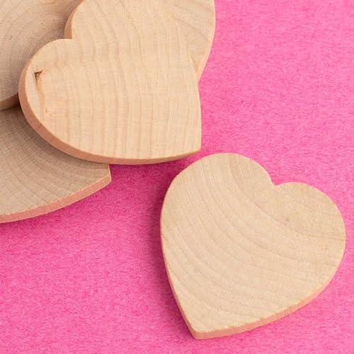 Factory Direct Craft Pack of 24 Unfinished Wood Heart Cutouts - 2" W x 2" H x 1/4" Thick Wooden Heart Shapes for DIY Craft Projects Factory Direct Craft