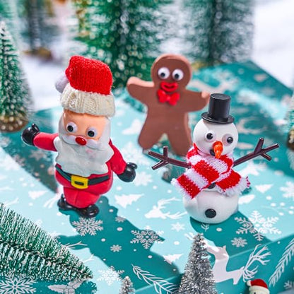 JOYIN Christmas Build Your Snowman, Santa Clasu and Gingerbread Man Craft Kit, 3 Packs Christmas Craft Kit for Arts and Craft Activities, Xmas DIY