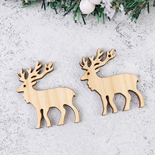 Amosfun 10pcs Christmas Hanging Wooden Ornaments Wood Elk Reindeer Cutouts Xmas Tree Pendants Holiday Party Home Decor - WoodArtSupply