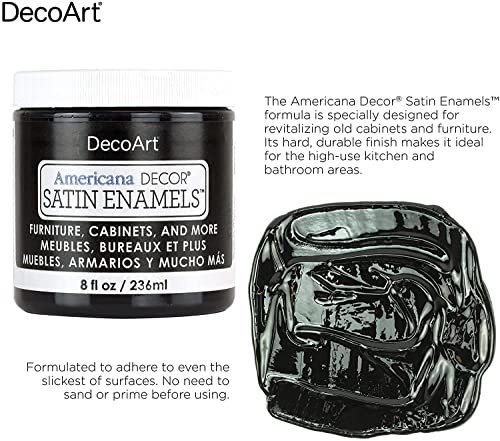 DecoArt Americana Decor Satin Enamels - 2 Pack 8 Oz Classic Black Acrylic Paint Set for Wall Decor, Kitchen Decor, Home Decor Wall Art - DIY Projects - WoodArtSupply