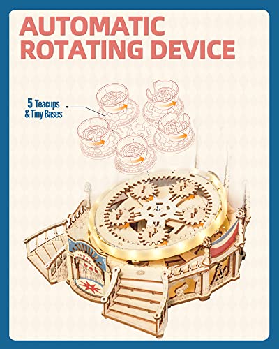 ROKR 3D Wooden Puzzles for Adults-LED Wooden Music Box Kits-Wood Model Kits to Build-3D Puzzles for Kids and Adults-Christmas STEM Toy Gifts ROKR