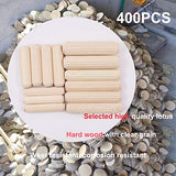 smseace 400PCS Straight Groove Wooden Dowel Pins with Tapered End with Bevel Angle, 1/4 "5/16" 3/8 "(6mm, 8mm, 10mm) Wooden Dowel Pins, Used for smseace