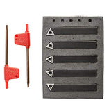 Toolly 5 Pieces 3/8 Inch Mini Lathe Indexable Carbide Insert Bit Tool Set for Turning, Cutting, Facing, Boring and Chamfering Toolly