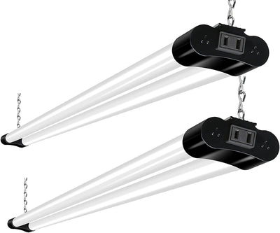 Hykolity 2 Pack 4FT Linkable LED Shop Light for Garage, 4400lm, 4FT 42W Utility Light Fixture, 5000K Daylight LED Workbench Light with Plug, Hanging
