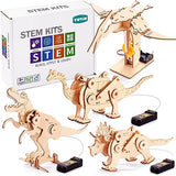Dinosaur STEM Kits for Kids Ages 6-8-10-12, 4 in 1 Stem Projects, Wood Building Toys for Boys Age 8-12, Build It Yourself Woodworking Kit, DIY 3D Yutin