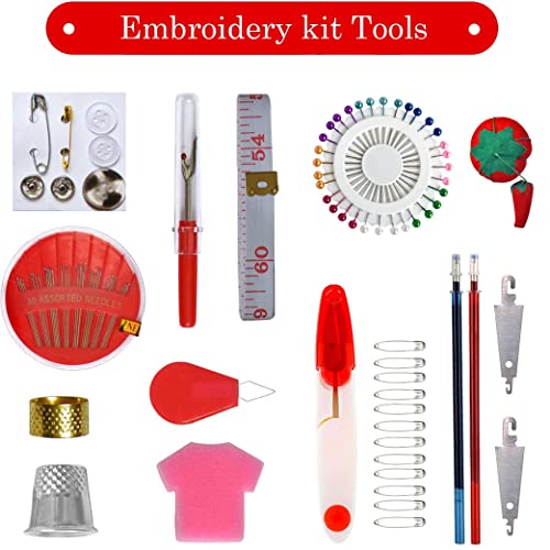 QCZKB 188 Embroidery Floss Set Including Cross Stitch Threads Friendship Bracelet String with 2-Tier Transparent Box, Floss Bobbins and Cross Stitch QCZKB