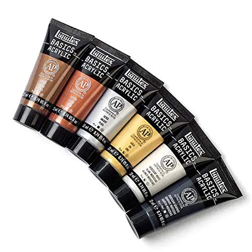 Liquitex Basics Metallics & Iridescents Acrylic Paint Set Paints
