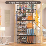 Kottwca 2 Row 10 Tier Tall Shoe Rack Organizer for Closet Entryway, 40-45 Pair Shoe Boot Storage Rack, Metal Shoe Shelf Small Vertical Stackable Shoe Kottwca