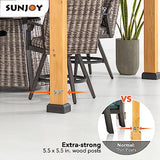 Sunjoy 12 x 20 ft. Wood Gazebo, Outdoor Patio Steel Hardtop Gazebo, Cedar Framed Wooden Gazebo with 2-Tier Metal Roof, Suitable for Patios, Lawn and Sunjoy