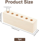 OLYCRAFT 6-Hole Wood Desktop Pen Holder with 12mm Round Hole Fountain Pen Stand Rustic Wooden Pen Organizer Office Desk Pen Holder for Pen Storage OLYCRAFT