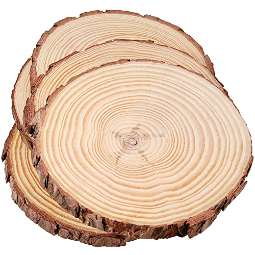 JEUIHAU 10 PCS 6.7-7 Inches Natural Unfinished Wood Slices, Round Wooden Tree Bark Discs, Wooden Circles for DIY Crafts, Christmas, Rustic Wedding - WoodArtSupply