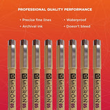 SAKURA Pigma Micron Fineliner Pens - Archival Black, Colored Ink Pens for Writing, Drawing, Journaling - 05 Point Size - 8 Pack SAKURA