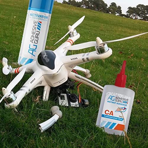 Adhesive Guru CA Glue with Activator Woodworking (2 x 1.7 oz - 2 x 6.76 fl oz) Ca Glue for Woodworking, Cyanoacrylate Glue and Activator (2 Pack) ag adhesive guru