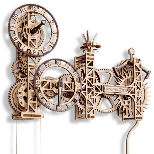 Steampunk Mechanical Wall Clock 3D Wooden Puzzle Kit for Adults WOODEN.CITY